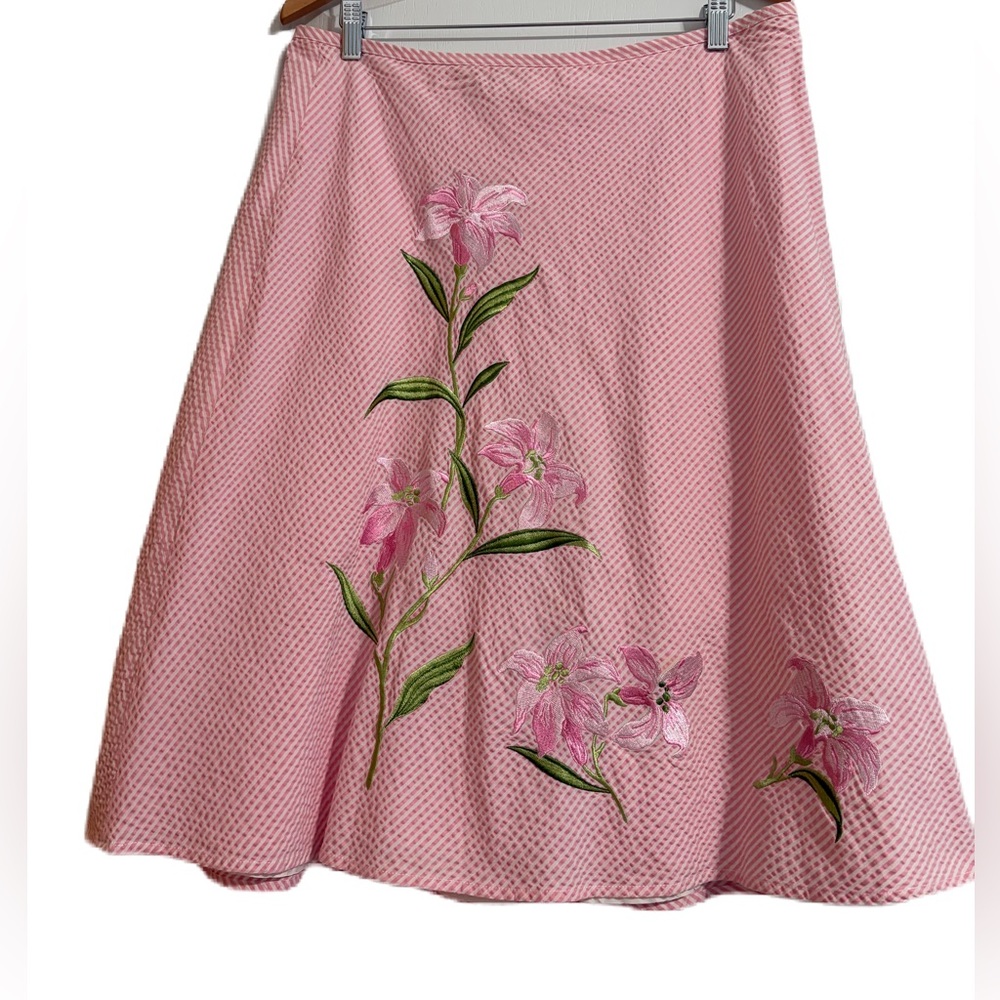 Vtg Dressbarn Floral Embroidered A-Line Skirt